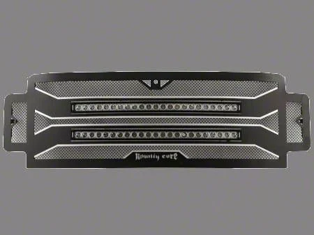 Royalty Core RC4x Layered Upper Replacement Grille with 30-Inch Curved LED Light Bars; Satin Black (20-23 Sierra 3500 HD)