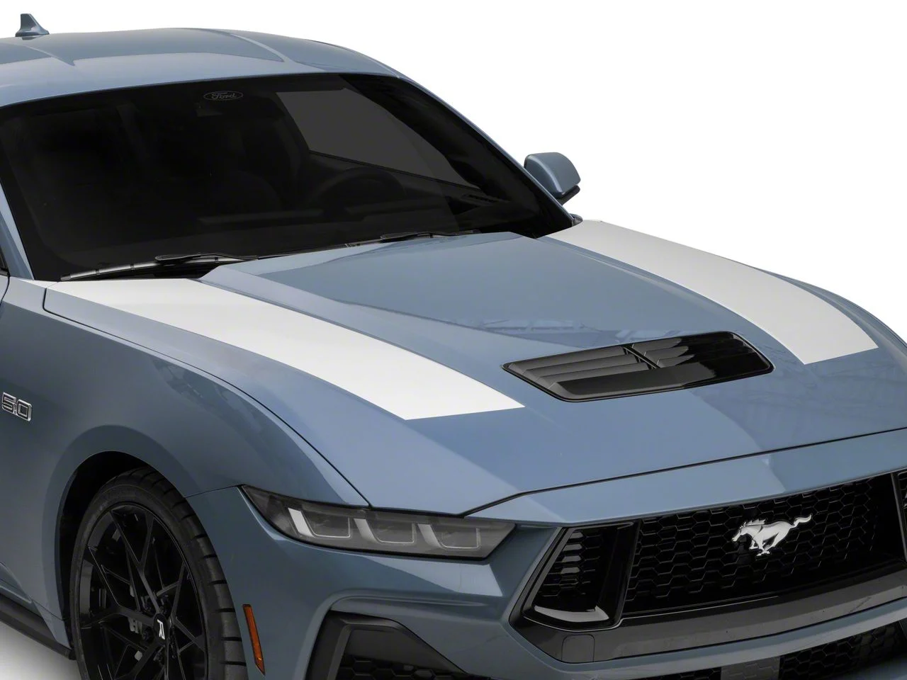 SEC10 Dark Horse Style Hood Accent Stripes; Silver (24-26 Mustang)