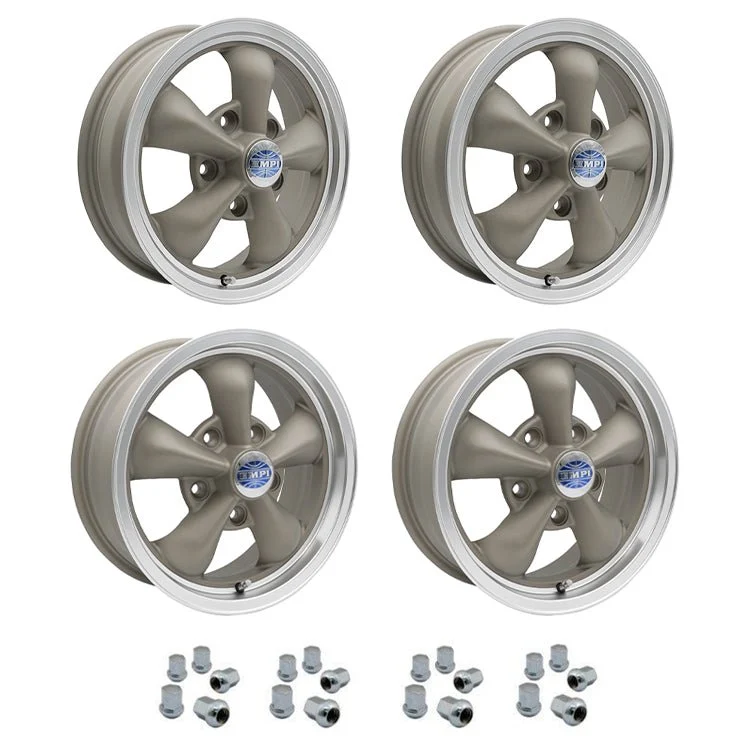 Set Of 4, 15" X 4.5" & 6" Porsche 5 Lug Empi Torque Star 2 Wheels & Lugs
