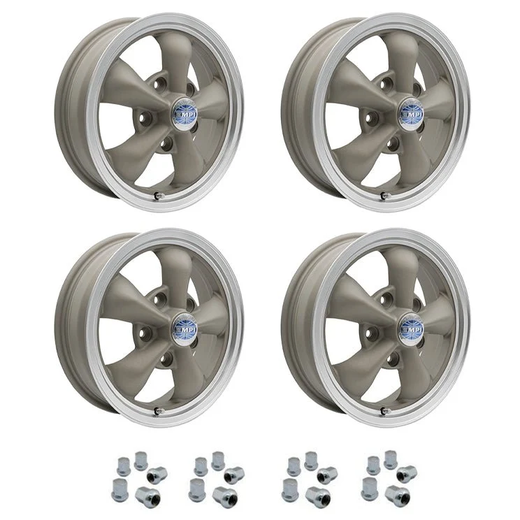 Set Of 4, 15" X 4.5" Porsche 5 Lug Empi Torque Star 2 Wheels & Lugs