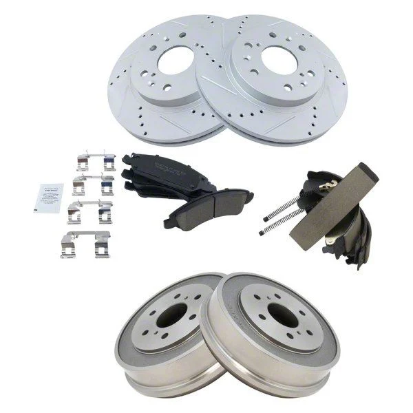 Ceramic Performance 6-Lug Brake Rotor, Pad and Drum Kit; Front and Rear (07-08 Sierra 1500 w/ Rear Drum Brakes)