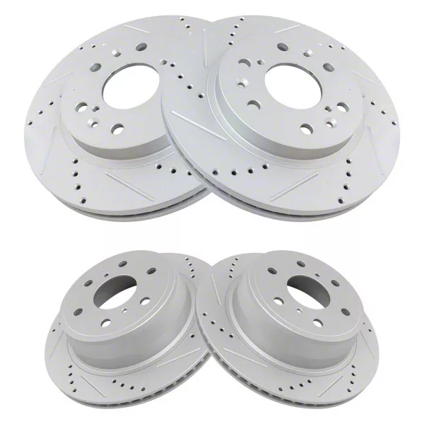 Performance Drilled and Slotted 6-Lug Rotors; Front and Rear (07-18 Sierra 1500)
