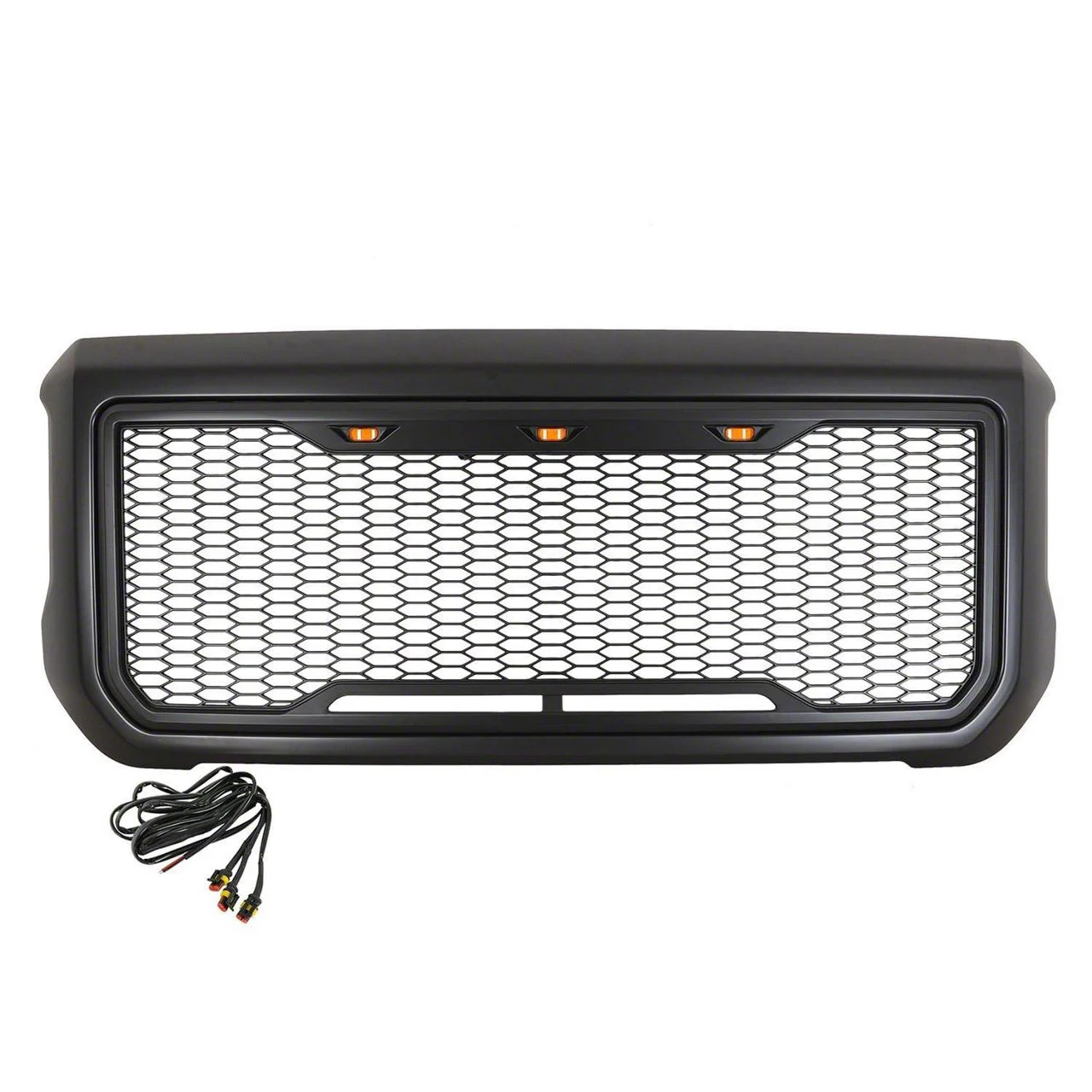 Impulse Upper Replacement Grille with Amber LED Lights; Matte Black (15-19 Sierra 2500 HD)