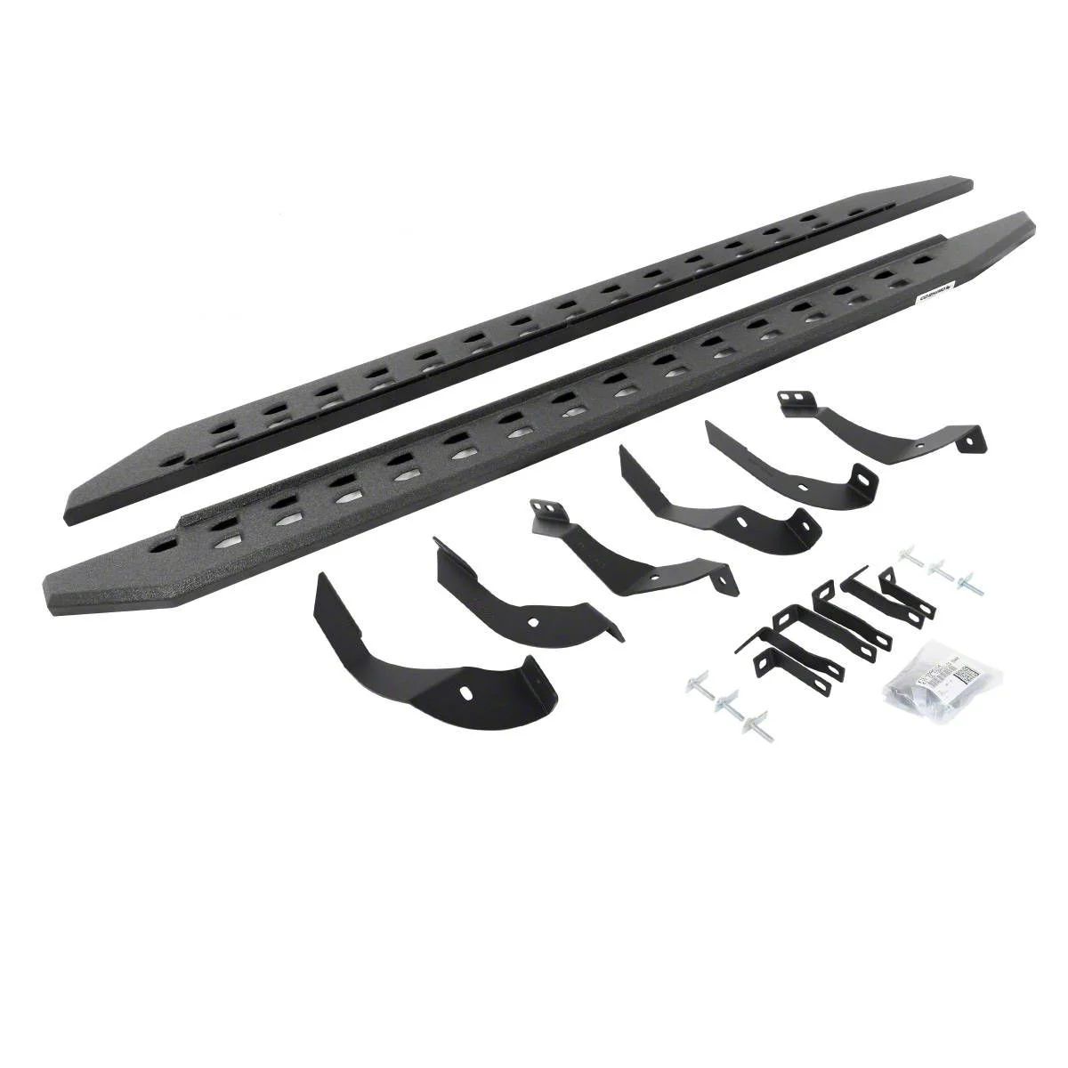 Go Rhino RB20 Slim Running Boards; Protective Bedliner Coating (15-19 6.6L Duramax Sierra 2500 HD Crew Cab)