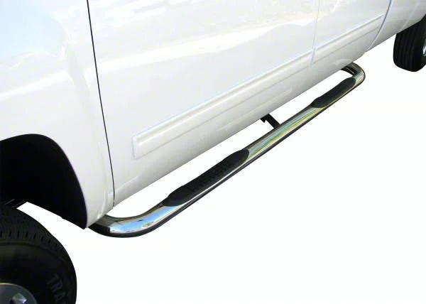 3-Inch Round Side Step Bars; Stainless Steel (07-19 Sierra 3500 HD Regular Cab)