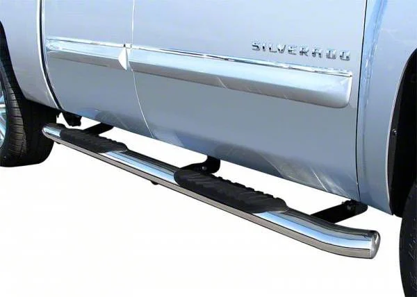 5-Inch Premium Oval Side Step Bars; Body Mount; Stainless Steel (07-14 Sierra 3500 HD Crew Cab)