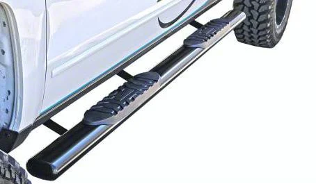 5-Inch Straight Oval Side Step Bars; Body Mount; Semi-Gloss Black (07-14 Sierra 3500 HD Regular Cab)