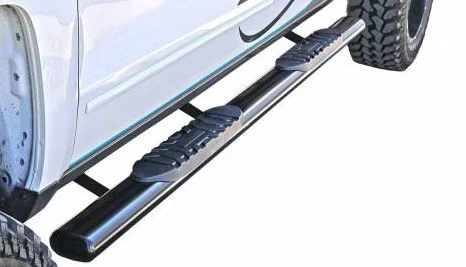 5-Inch Straight Oval Side Step Bars; Body Mount; Semi-Gloss Black (07-14 Sierra 3500 HD Extended Cab)