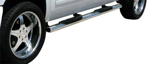 5-Inch Straight Oval Side Step Bars; Body Mount; Stainless Steel (07-19 Sierra 3500 HD Crew Cab)