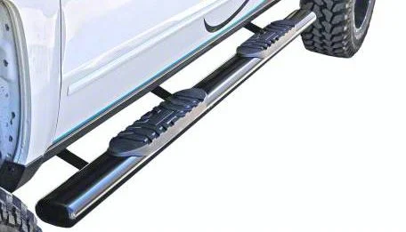 5-Inch Straight Oval Side Step Bars; Rocker Mount; Semi-Gloss Black (07-19 Sierra 3500 HD Extended/Double Cab)