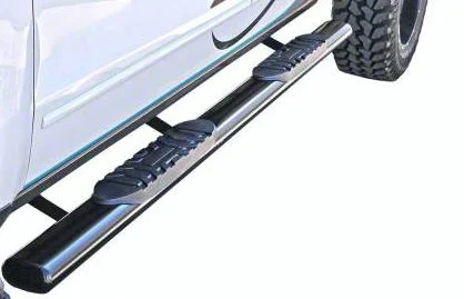 5-Inch Straight Oval Side Step Bars; Rocker Mount; Semi-Gloss Black (07-19 Sierra 3500 HD Crew Cab)