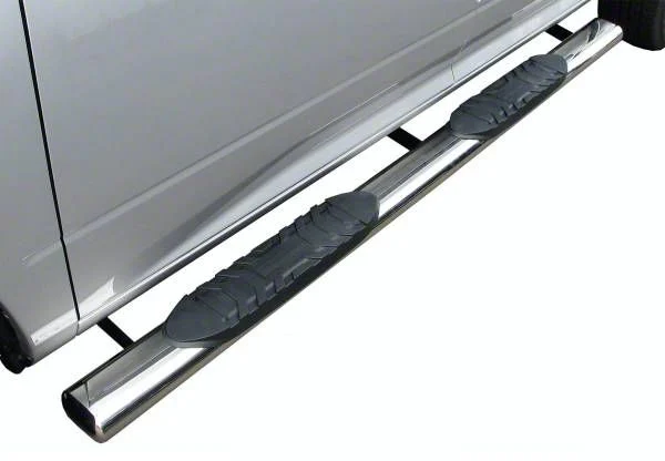 5-Inch Straight Oval Side Step Bars; Stainless Steel (07-19 Sierra 3500 HD Regular Cab)