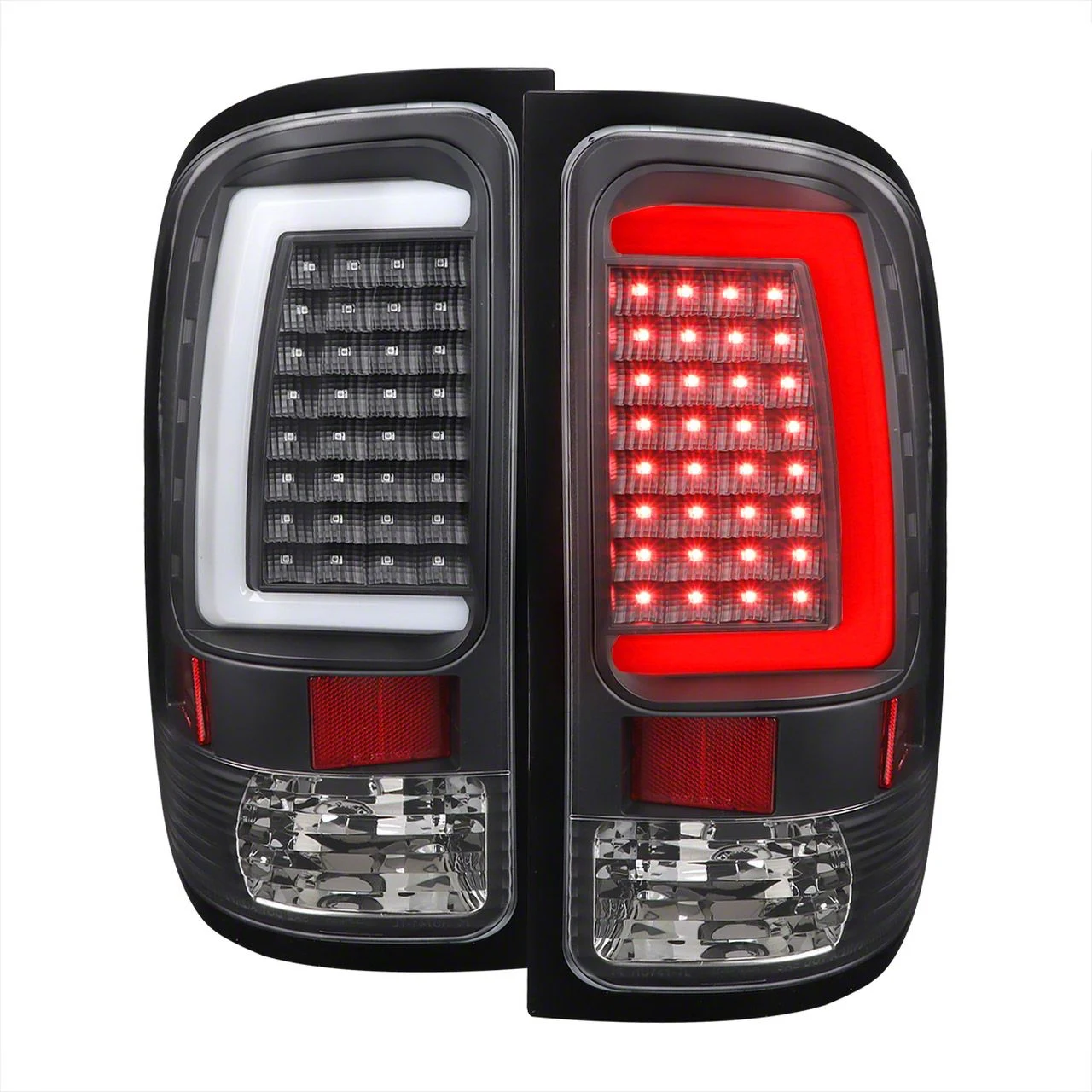 C-Bar LED Tail Lights; Matte Black Housing; Clear Lens (07-14 Sierra 3500 HD SRW)