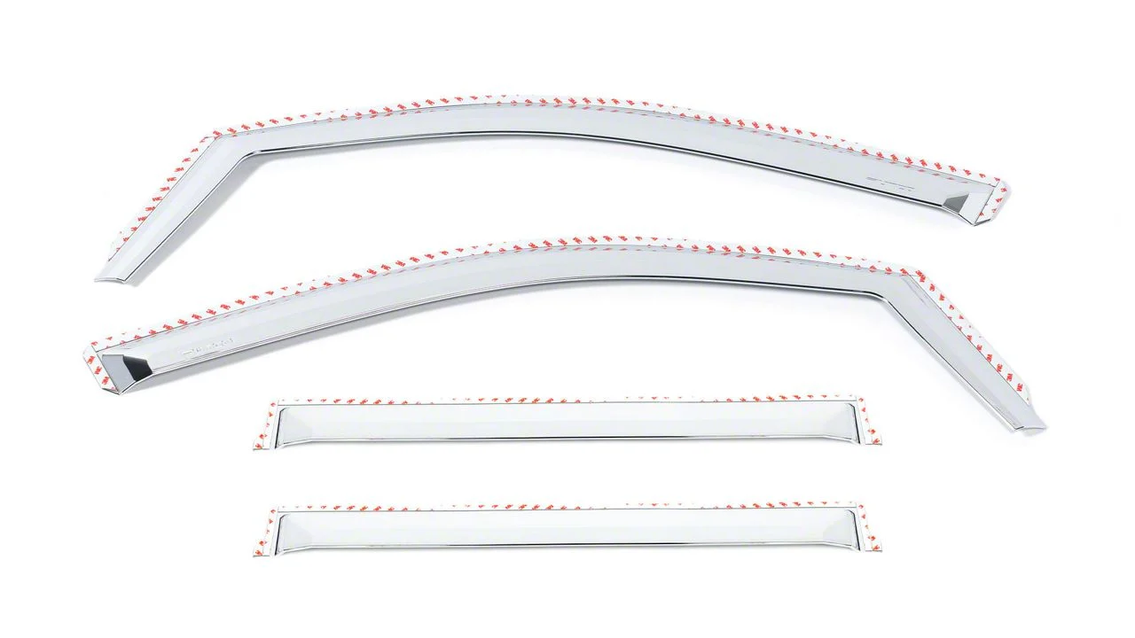 Putco Element Chrome Window Visors; Channel Mount; Front and Rear (20-26 Sierra 3500 HD Crew Cab)