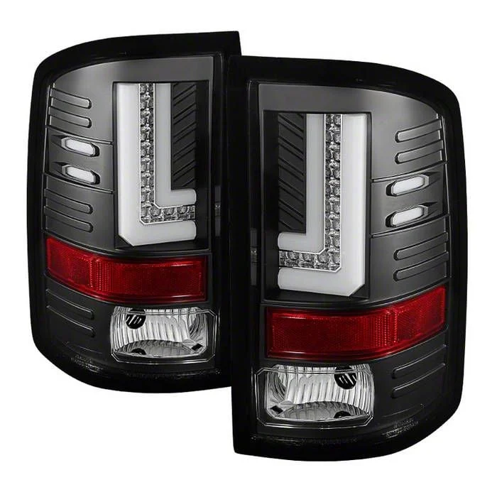 LED Tail Lights; Black Housing; Clear Lens (15-19 Sierra 3500 HD SRW w/ Factory Halogen Tail Lights)