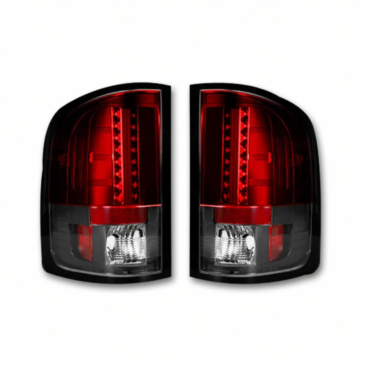 LED Tail Lights; Chrome Housing; Red Lens (07-14 Sierra 3500 HD DRW)