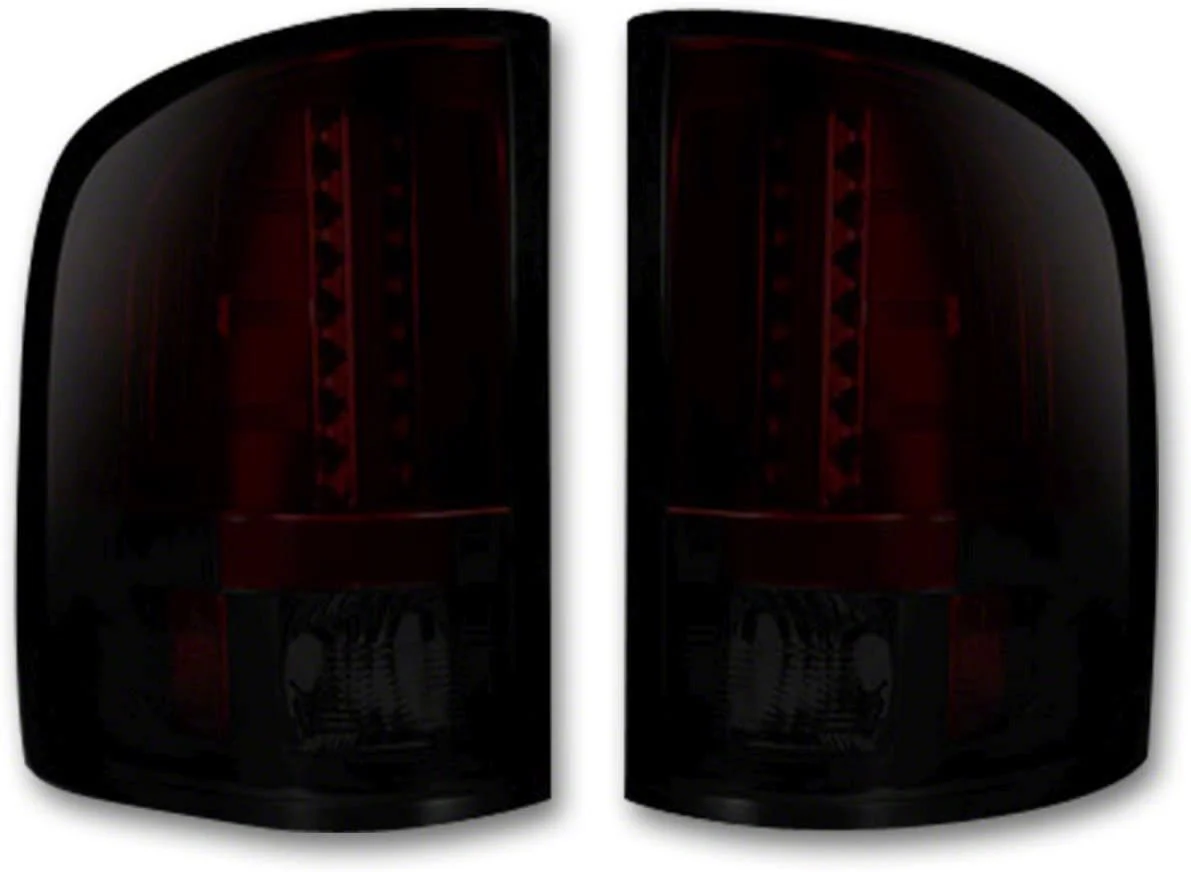 LED Tail Lights; Chrome Housing; Red Smoked Lens (07-14 Sierra 3500 HD DRW)