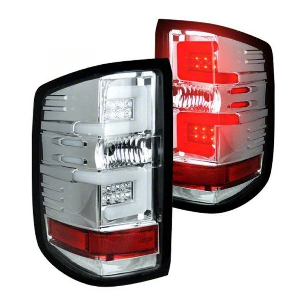 LED Tail Lights; Chrome Housing; Clear Lens (15-19 Sierra 3500 HD DRW w/ Factory LED Tail Lights)