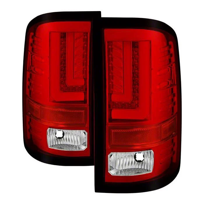 Light Bar LED Tail Lights; Chrome Housing; Red/Clear Lens (16-19 Sierra 3500 HD SRW w/ Factory LED Tail Lights)