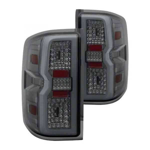 Light Bar LED Tail Lights; Chrome Housing; Smoked Lens (15-19 Sierra 3500 HD DRW w/ Factory Halogen Tail Lights)