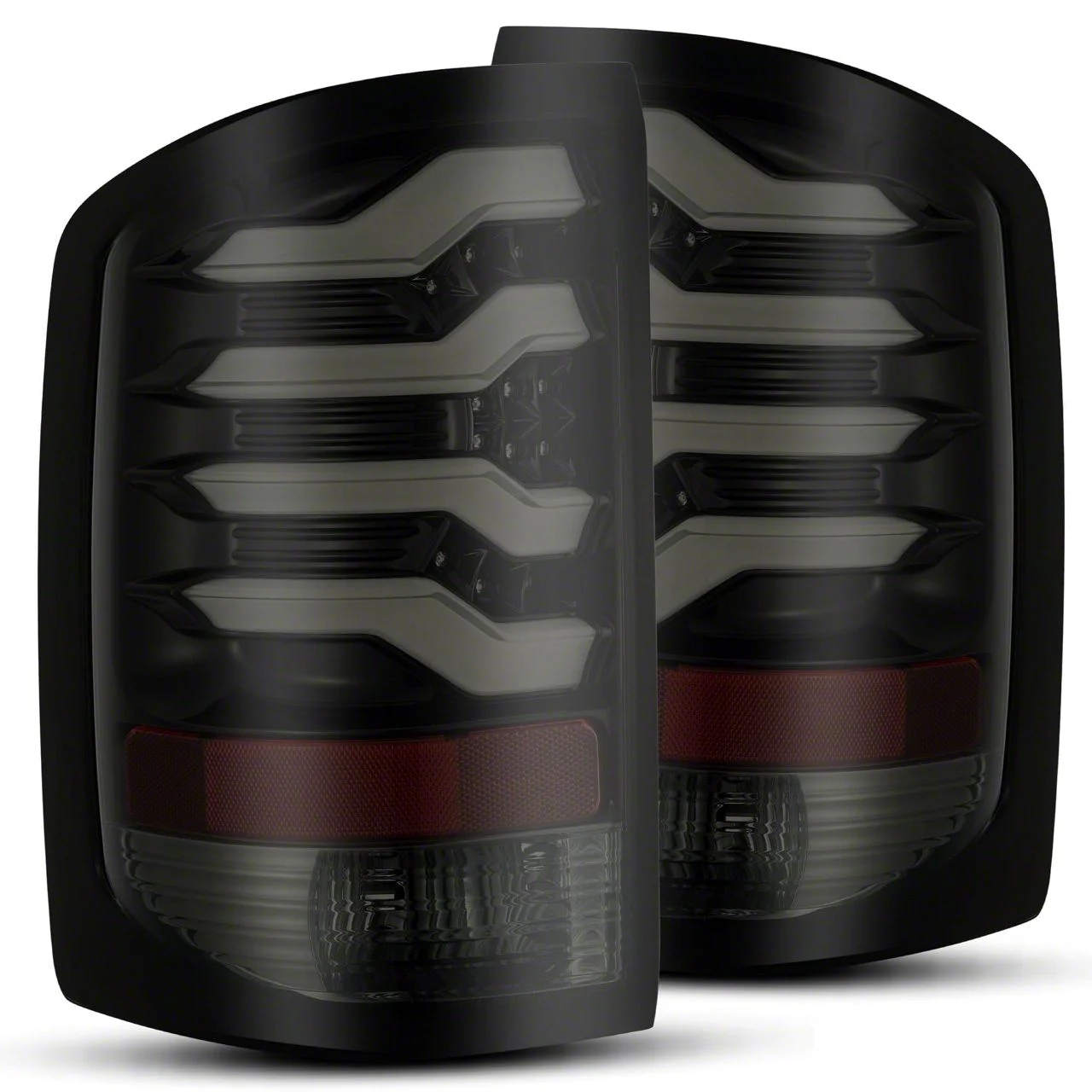 AlphaRex PRO-Series LED Tail Lights; Jet Black Housing; Smoked Lens (14-18 Sierra 3500 HD SRW w/ Factory Halogen Tail Lights)