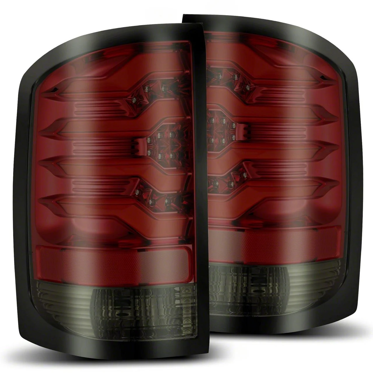 AlphaRex PRO-Series LED Tail Lights; Red Housing; Smoked Lens (14-18 Sierra 3500 HD SRW w/ Factory Halogen Tail Lights)