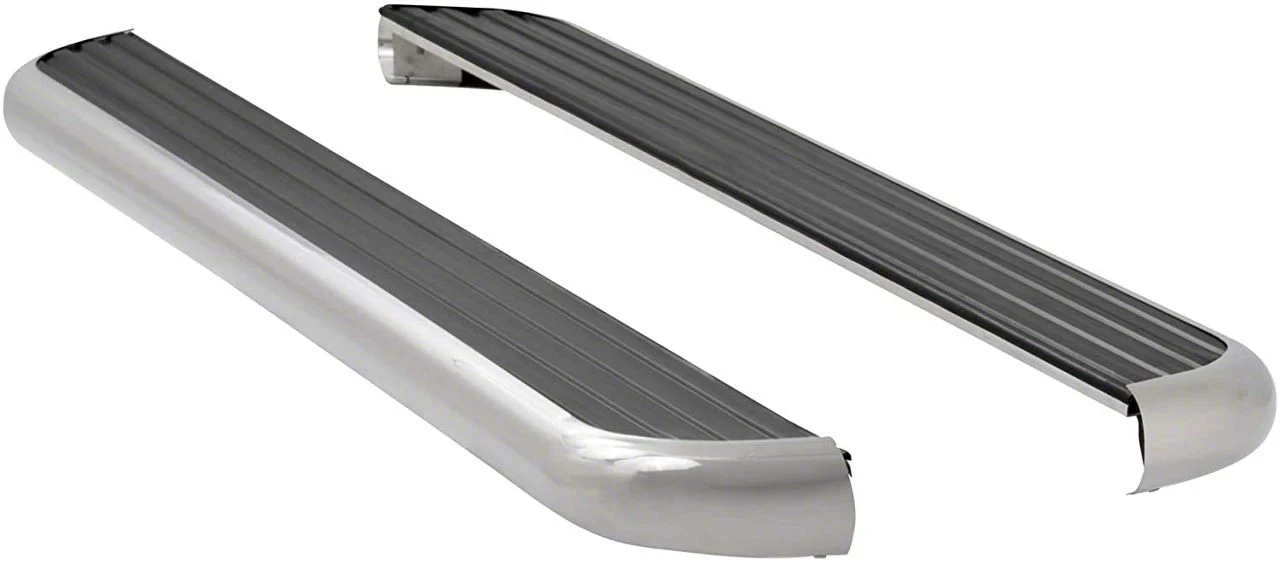 MegaStep 6.50-Inch Wheel-to-Wheel Running Boards; Rocker Mount; Polished Stainless (15-18 6.0L Sierra 3500 HD Regular Cab w/ 8-Foot Long Box)