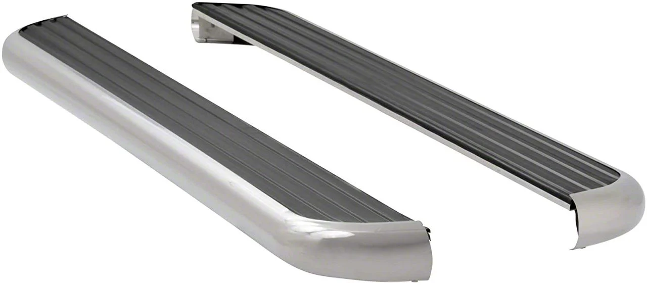 MegaStep 6.50-Inch Wheel-to-Wheel Running Boards; Polished Stainless (15-18 Sierra 3500 HD Regular Cab w/ 8-Foot Long Box)