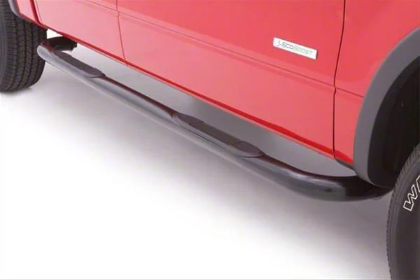 3-Inch Round Bent Nerf Side Step Bars; Black (07-19 Sierra 3500 HD Regular Cab)
