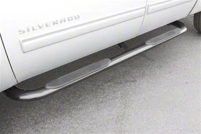 4-Inch Oval Bent Nerf Side Step Bars; Polished Stainless (07-14 Sierra 3500 HD Extended Cab)