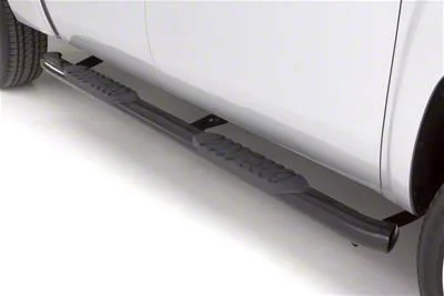 4-Inch Oval Bent Nerf Side Step Bars; Black (07-14 Sierra 3500 HD Crew Cab)