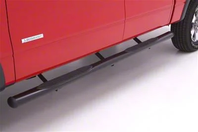 4-Inch Oval Straight Nerf Side Step Bars; Black (07-19 Sierra 3500 HD Crew Cab)