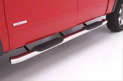 5-Inch Oval Curved Nerf Side Step Bars; Polished Stainless (07-14 Sierra 3500 HD Crew Cab)
