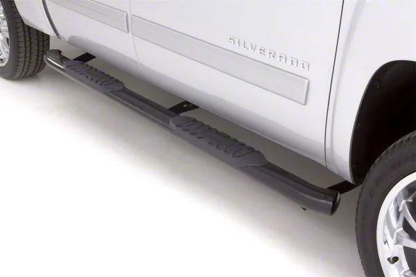 5-Inch Oval Curved Nerf Side Step Bars; Black (07-14 Sierra 3500 HD Crew Cab)