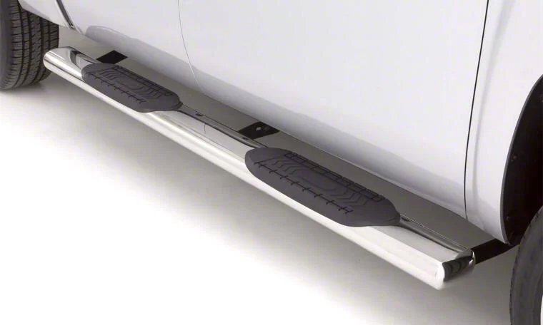 6-Inch Oval Straight Nerf Side Step Bars; Polished Stainless (07-19 Sierra 3500 HD Crew Cab)
