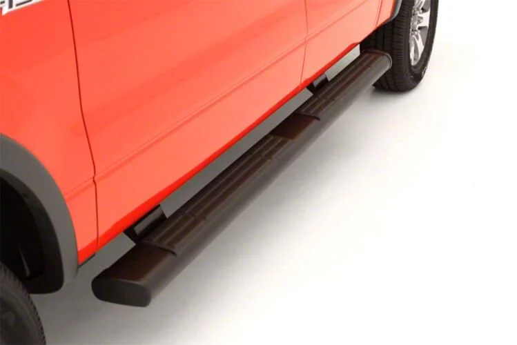 6-Inch Oval Straight Nerf Side Step Bars; Black (07-19 6.0L Sierra 3500 HD Extended/Double Cab)