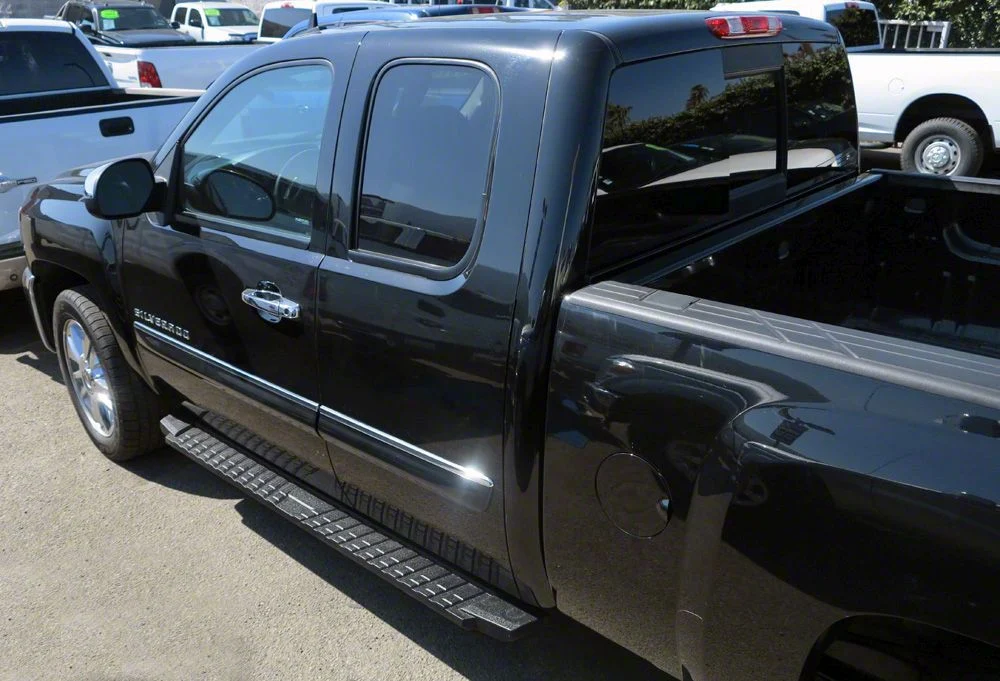 T-Style Running Boards; Black (07-19 Sierra 3500 HD Extended/Double Cab)