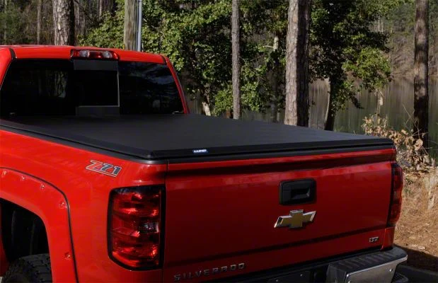 Hard Fold Tonneau Cover; Black (15-19 Sierra 3500 HD w/ 8-Foot Long Box)