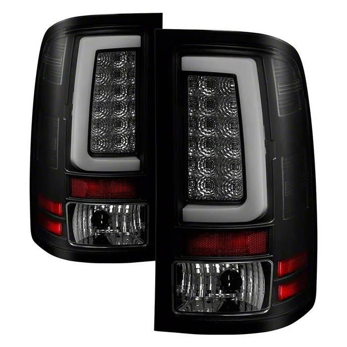 Version 2 Light Bar LED Tail Lights; Black Housing; Smoked Lens (07-14 Sierra 3500 HD SRW)