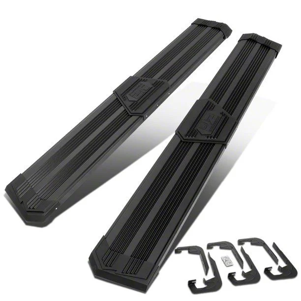 10-Inch Flat Step Bar Running Boards; Black (07-18 Silverado 1500 Extended/Double Cab)
