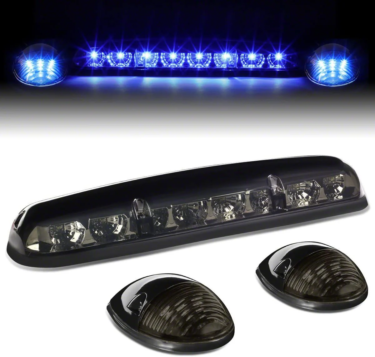 Blue LED Roof Cab Lights; Smoked (02-06 Silverado 1500)