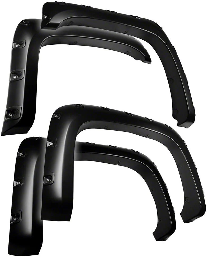 Bolt-Riveted Style Fender Flares; Smooth Matte Black (07-13 Silverado 1500 w/ 6.50-Foot Standard & 8-Foot Long Box)