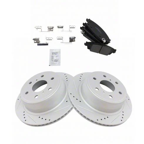 Ceramic Performance 6-Lug Brake Rotor and Pad Kit; Rear (14-18 Silverado 1500)