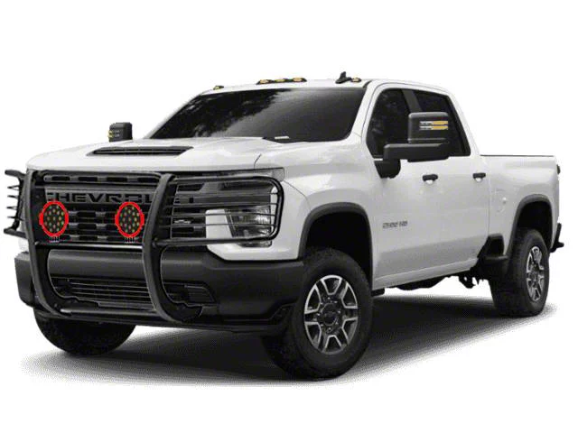 Grille Guard with 7-Inch Round LED Lights; Black (20-26 Silverado 2500 HD)