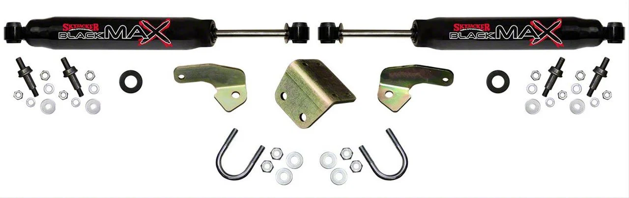 SkyJacker Black MAX Dual Steering Stabilizer Kit for 4+ Inch Lift (11-19 4WD Sierra 3500 HD)