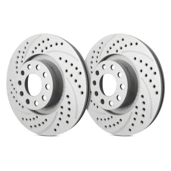 SP Performance Double Drilled and Slotted 6-Lug Rotors with Gray ZRC Coating; Rear Pair (19-26 RAM 1500)