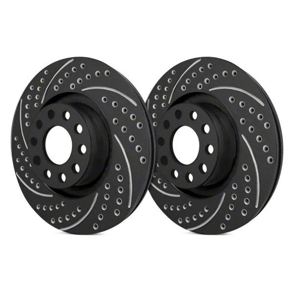 SP Performance Double Drilled and Slotted 6-Lug Rotors with Black ZRC Coating; Front Pair (19-26 Ranger, Excluding Raptor)