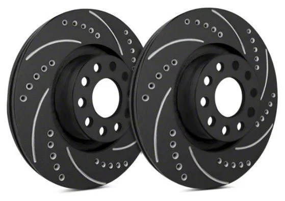 SP Performance Cross-Drilled and Slotted 8-Lug Rotors with Black Zinc Plating; Rear Pair (11-26 Sierra 3500 HD SRW)