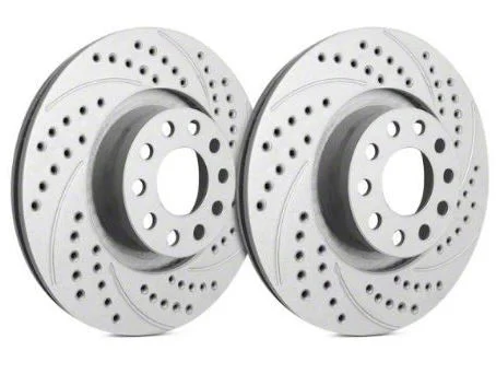 SP Performance Double Drilled and Slotted 8-Lug Rotors with Gray ZRC Coating; Rear Pair (11-26 Sierra 3500 HD SRW)