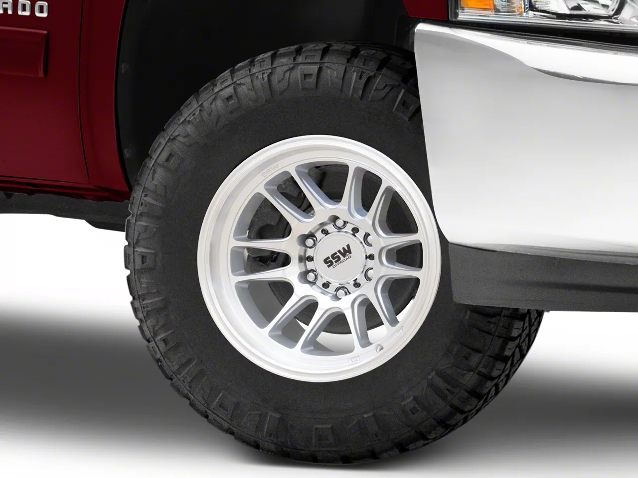 SSW Off-Road Wheels Raptor Machined Silver 6-Lug Wheel; 17x9; -12mm Offset (07-13 Silverado 1500)